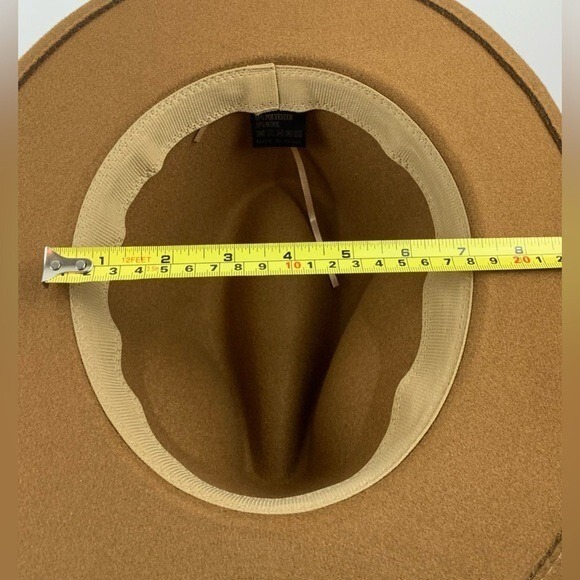 Fedora Hat Burned Sunflower Design Tan Wide-Brimmed Poly/Wool Blend‎ One Size - Picture 10 of 11